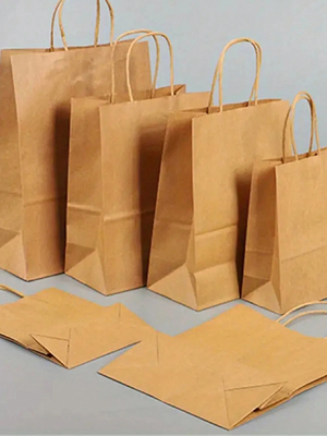 Custom Logo Leichtgewicht Papier-Packing-Tasche mit quadratischem Boden und verdrehtem Griff